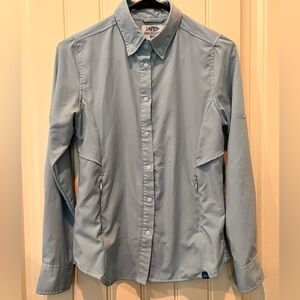 AFTCO Blue Button-Up Fishing Shirt Size XS Stretch Outdoor Adventure EUC Boat